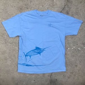 GUY HARVEY Men’s Blue Wraparound Print Shirt